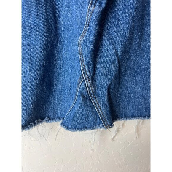 Old Navy Sz 14 Raw Hem Cut Off Jean Mini Skirt 100% Cotton Medium Wash - Picture 2 of 8